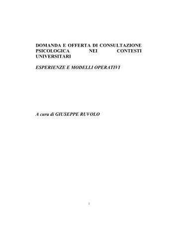 DOMANDA E OFFERTA DI CONSULTAZIONE PSICOLOGICA ... - Crui