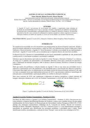 AGENDA 21 LOCAL E ALTERAÇÕES CLIMÁTICAS Pedro Macedo ...