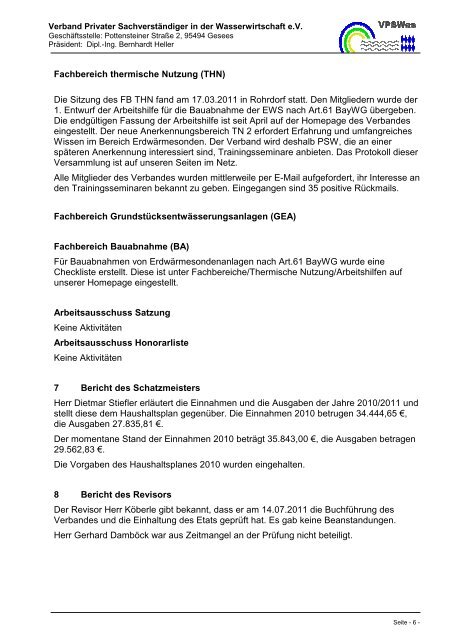 Protokoll der Mitgliederversammlung 14.07.2011 - VPSWas