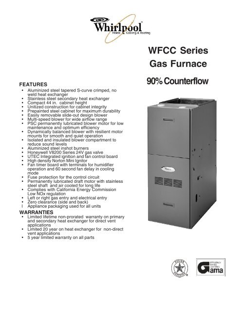 WFCC Series Gas Furnace 90% Counterflow