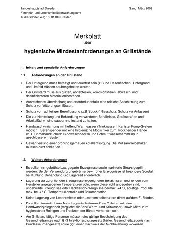 Merkblatt Ã¼ber hygienische Mindestanforderungen an ... - Elbhangfest