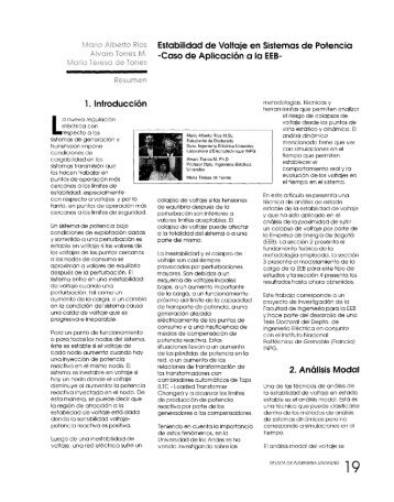 Estabilidad de Voltaje en Sistemas de Potencia - Revista de ...