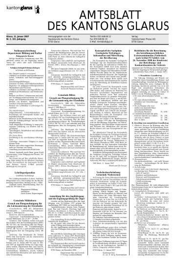 Amtsblatt des Kantons Glarus, 11.1.07 - Glarus24.ch