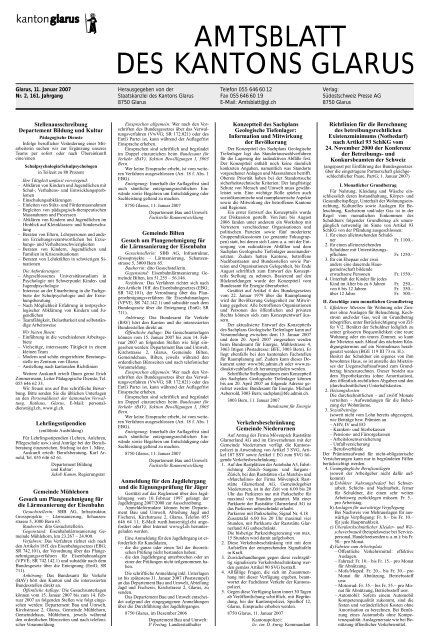 Amtsblatt des Kantons Glarus, 11.1.07 - Glarus24.ch