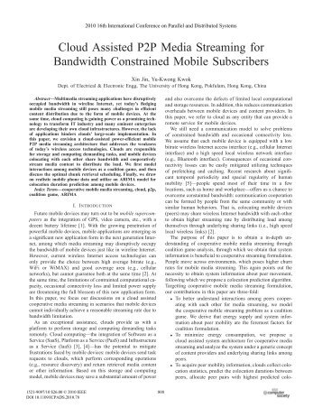 Cloud Assisted P2P Media Streaming for Bandwidth Constrained ...