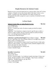 Respite Resources for Jackson County - Jackson County, Michigan