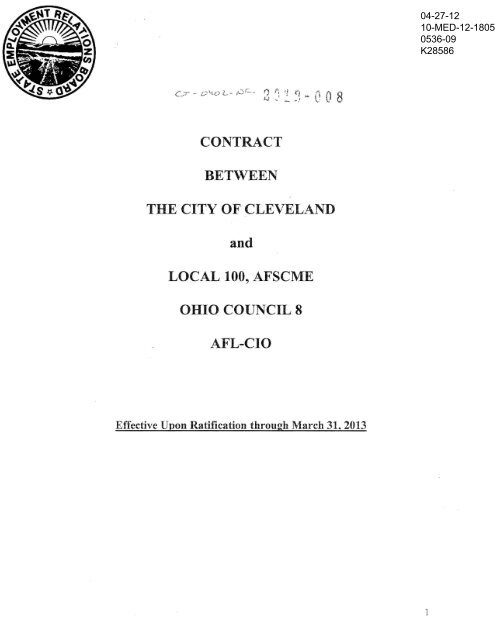 contract between the city of cleveland local 100, afscme ohio council ...