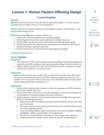 Lesson 1: Human Factors Affecting Design - International ...