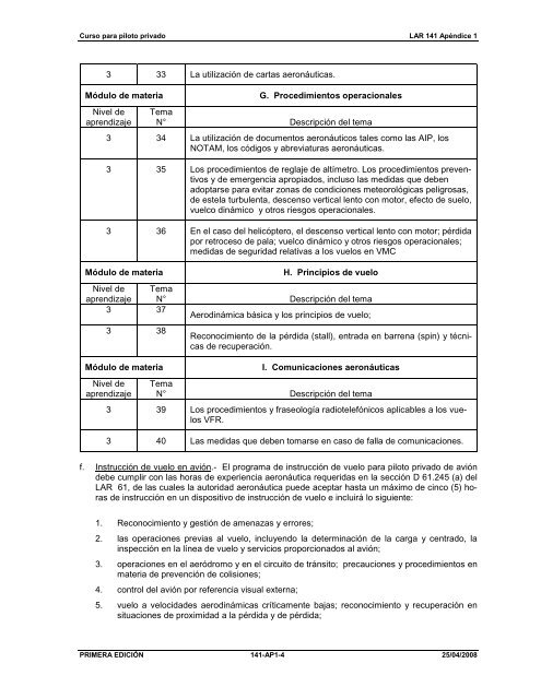 CarÃ¡tula LAR 141 - ICAO