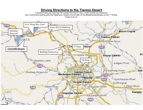 Driving Directions To North Driving Directions To The Tianmo Desert