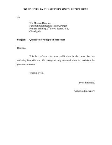 invitation of quotation for purchase of stationary