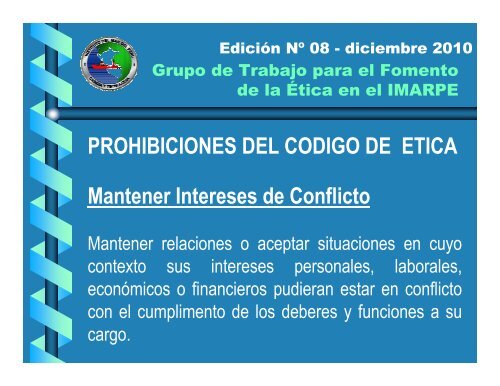 MANTENER INTERESES DE CONFLICTO - Imarpe