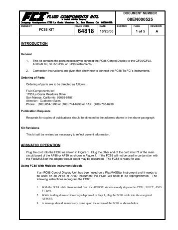 FC88 Calibrator Manual - Fluid Components International