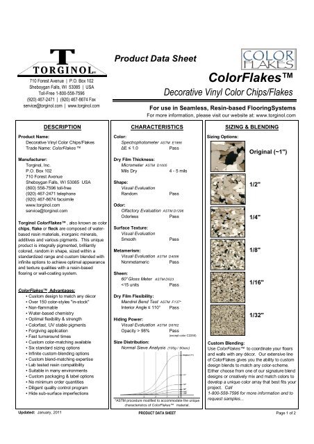 Torginol Color Chart