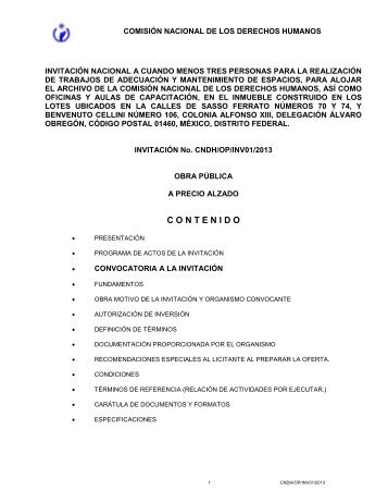 CONVOCATORIA CNDH OP INV01 2010