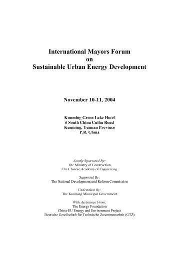 International Mayors Forum on Sustainable Urban Energy ...