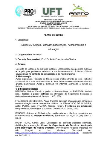 Estado e Políticas Públicas: globalização, neoliberalismo e educação