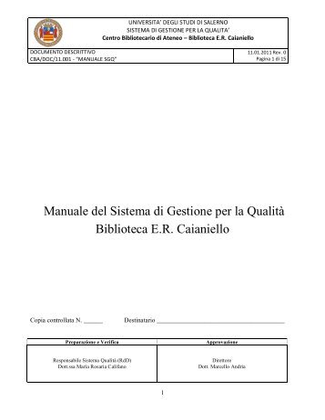 [PDF] Manuale del Sistema di Gestione per