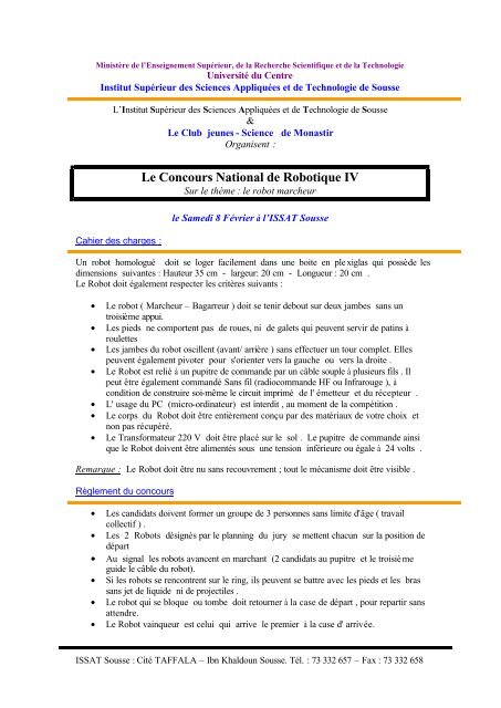 Le Concours National de Robotique IV - Portail des annonces ...