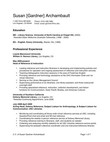 to read my CV - William H. Hannon Library - Loyola Marymount ...