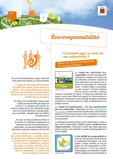 &quot;fiche CollectivitÃ©s Eco-ResponsabilitÃ©&quot; (pdf) - Ademe Ile de  France