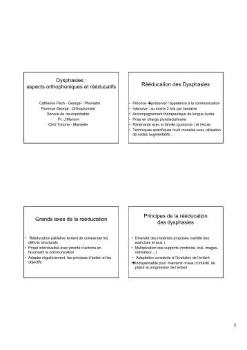 Dysphasies : aspects orthophoniques et rÃ©Ã©ducatifs ... - Resodys
