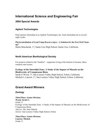 International Science and Engineering Fair - Santa Cruz County ...