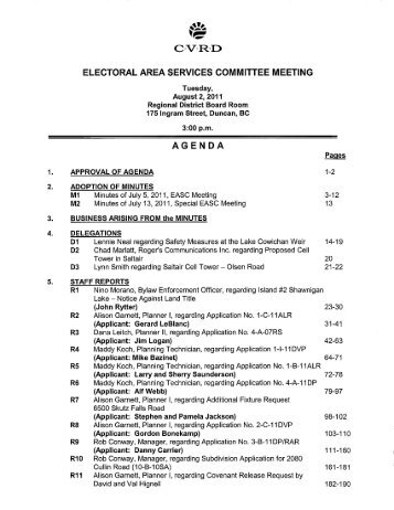electoral area services committee meeting agenda - Cowichan ...