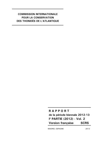 RAPPORT Ie PARTIE (2012) - Vol. 2 Version franÃ§aise SCRS - Iccat