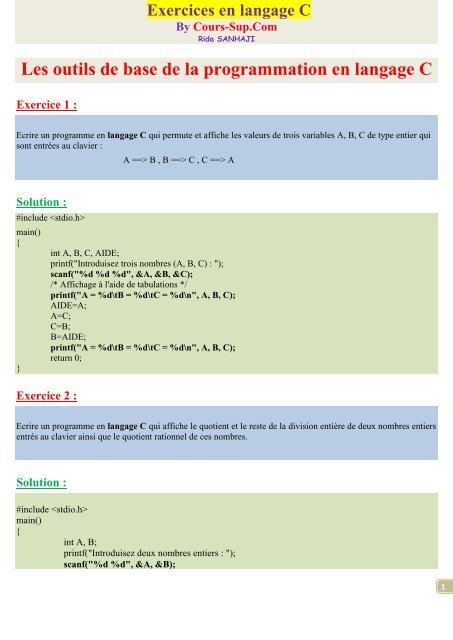 Execercies programmation en langage C