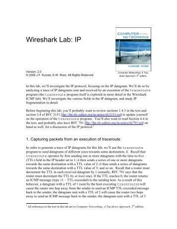 Wireshark Lab: IP - Univasf