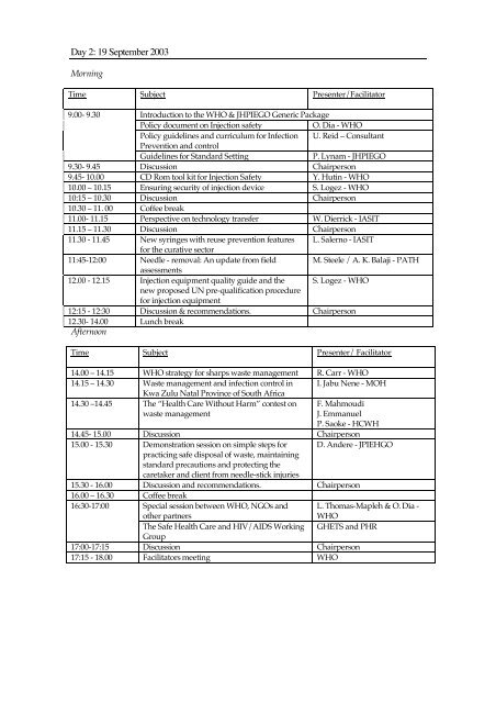 SIGN meeting report 2003. - World Health Organization