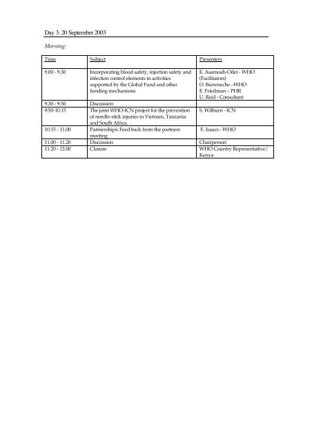 SIGN meeting report 2003. - World Health Organization