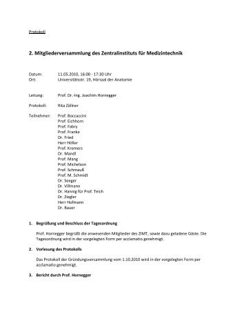 2. Mitgliederversammlung des Zentralinstituts fÃ¼r Medizintechnik