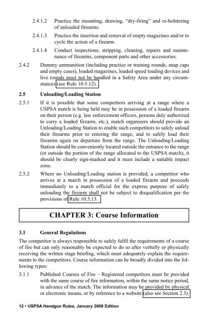 USPSA Handgun Competition Rules January 2008