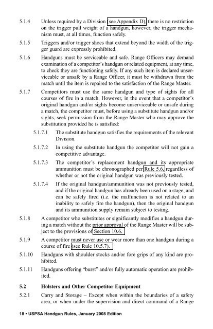 USPSA Handgun Competition Rules January 2008