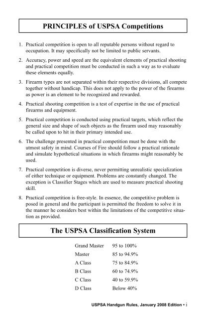 USPSA Handgun Competition Rules January 2008