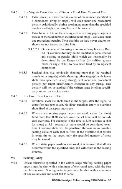 USPSA Handgun Competition Rules January 2008