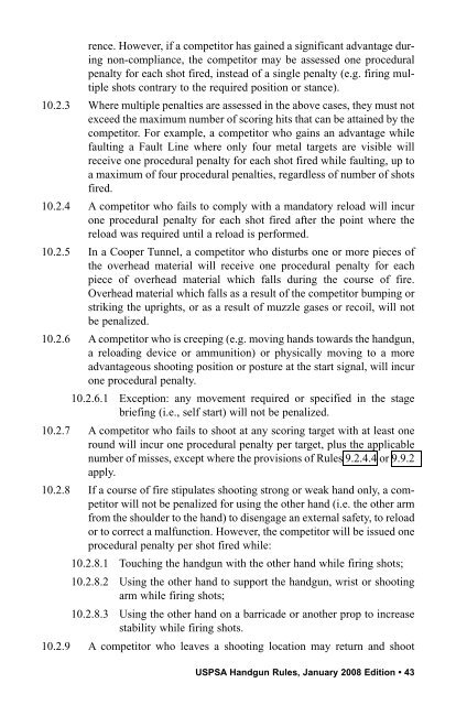 USPSA Handgun Competition Rules January 2008