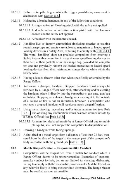 USPSA Handgun Competition Rules January 2008