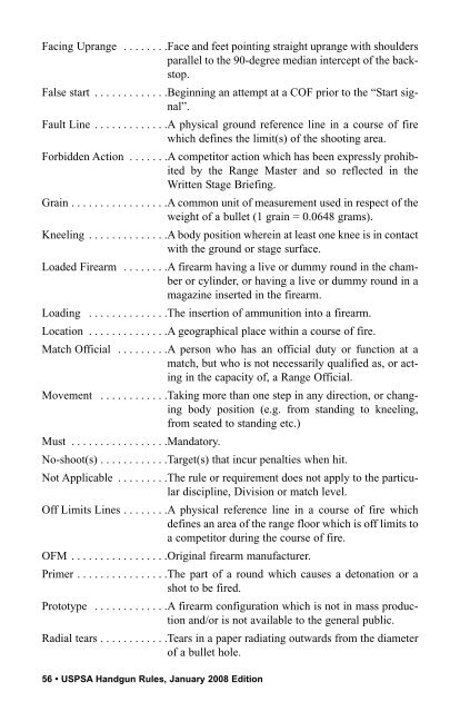 USPSA Handgun Competition Rules January 2008