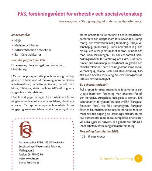 Svensk forskning - Stiftelsen fÃ¶r Strategisk Forskning