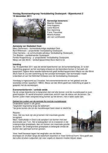 Verslag bomenwerkgroep 19 december 2011 - Stadsdeel Oost