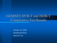 GEMNET DVB-T and ISDB-T Comparative Test Results - DiBEG