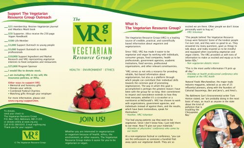 Download Brochure PDF - The Vegetarian Resource Group