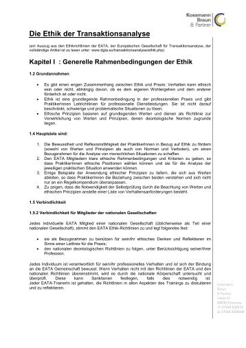 Die Ethik der Transaktionsanalyse - Kossmann Braun & Partner