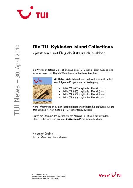 2010-04-30 TUI - Die TUI Kykladen Island Collections bei TUI Austria