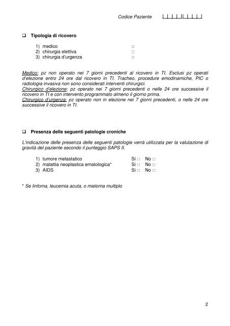 Codice Paziente 1 Scheda raccolta dati anagrafica Informazioni ...