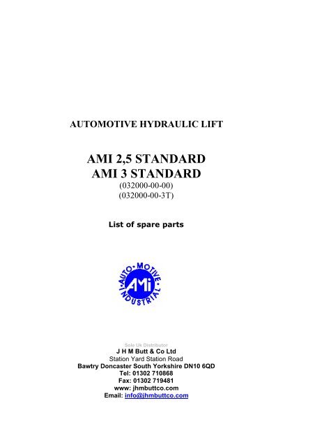 automotive hydraulic lift ami 2,5 standard ami 3 ... - Butts of Bawtry
