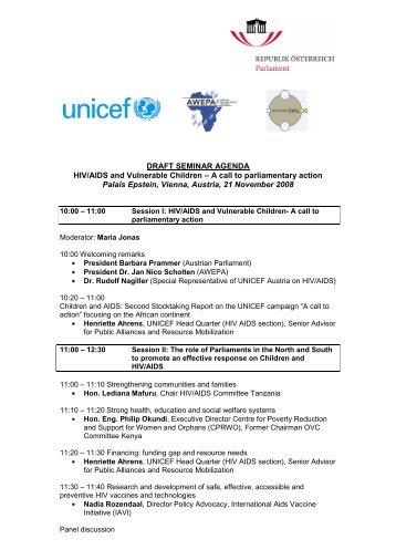 DRAFT SEMINAR AGENDA HIV/AIDS and Vulnerable Children – A ...